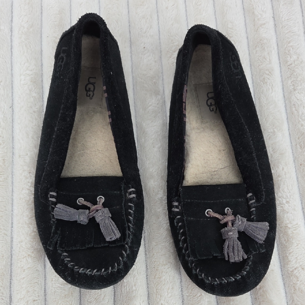UGG Women's Black Moccasins with Tassels